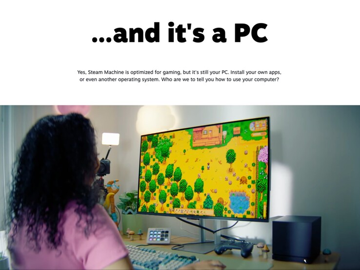 Steam Machine jest używany do grania w gry, pokazując, że Valve określa go jako urządzenie hybrydowe.