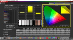 CalMAN ColorChecker (profil: P3, docelowa przestrzeń kolorów: P3)
