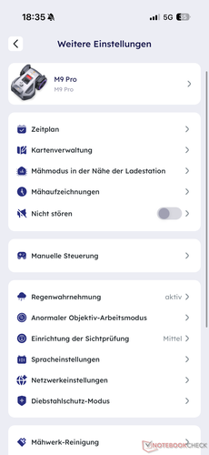 Menu ustawień