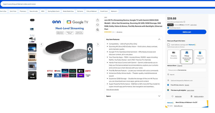 Onn 4K Pro (2026) w ofercie Walmart.