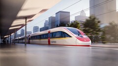 Rendering zespołu trakcyjnego Vinspeed firmy Siemens Mobility. Pociąg będzie wykorzystywał platformę Velaro Novo