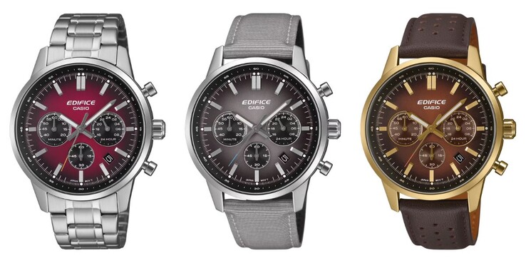 Od lewej do prawej: zegarki Casio Edifice EFR-575D-4A, EFR-575C-8A i EFR-575CL-5A