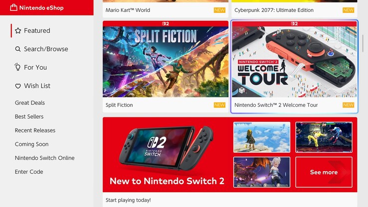 Zmiany w Nintendo eShop promowane przed premierą Switch 2 (Źródło obrazu: Nintendo of America z poprawkami)