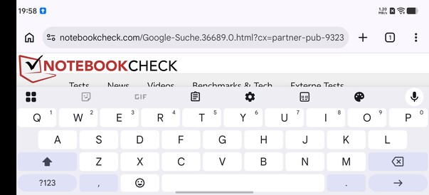 Gboard w trybie poziomym