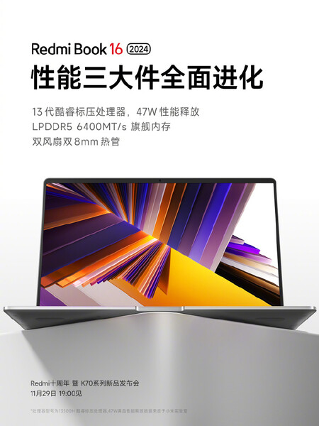 Specyfikacja RedmiBook 16 (zdjęcie za pośrednictwem Weibo)