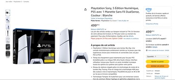 PS5 Digital Edition o pojemności 825 GB jest dostępna na Amazon France. (Źródło obrazu: Amazon)
