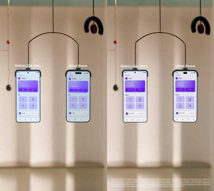 Film promocyjny Privacy Display z konta koreańskiego (po lewej) vs konto malezyjskie (po prawej)