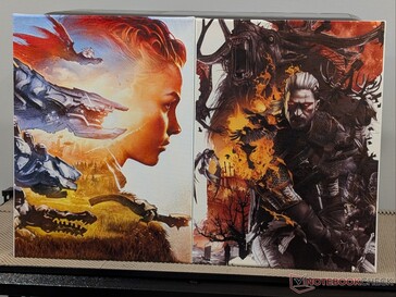 Horizon Zero Dawn (autor: Ilya Golitsyn) i Witcher 3 (autor: Grzegorz Domaradzki) na płótnie.
