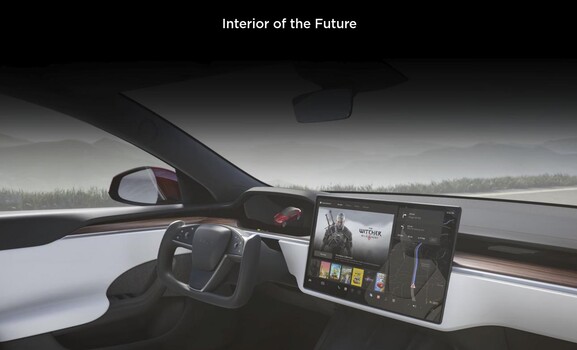 Wnętrze przyszłości, może, ale nie interfejs kierowniczy przyszłości, najwyraźniej. (Źródło obrazu: Tesla)
