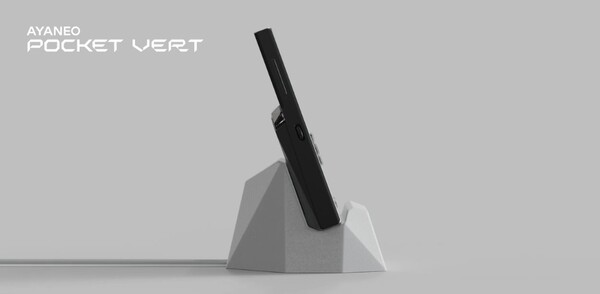 Wśród akcesoriów, które będą dostępne dla Pocket Vert, znajduje się stacja dokująca do ładowania. (Źródło zdjęcia: Ayaneo)