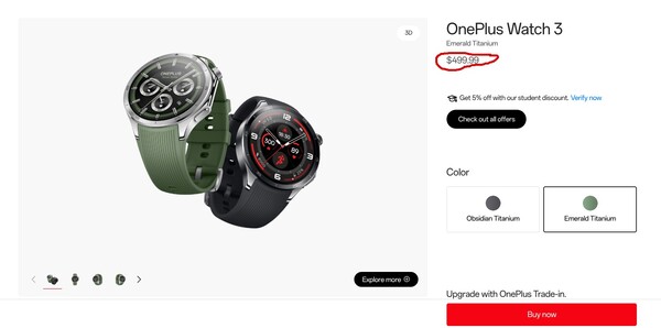 OnePlus nie ujawnił, dlaczego OnePlus Watch 3 kosztuje w USA więcej niż pierwotnie planowano. (Źródło zdjęcia: OnePlus)