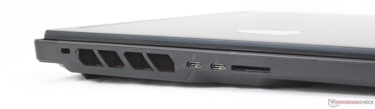 Po lewej: blokada Kensington, 2x USB-C Thunderbolt 4 z DisplayPort + Power Delivery, czytnik kart SD