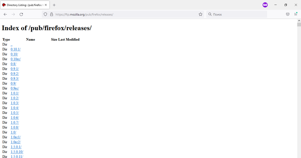 Przeglądanie listy wersji Firefoksa z Firefoksem 96 na Windows 10 (źródło obrazu: zrzut ekranu)