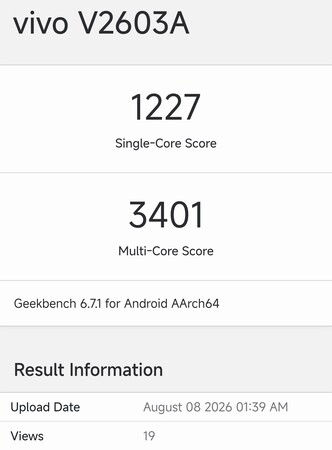 Wpis dotyczący modelu iQOO Z11 w serwisie Geekbench