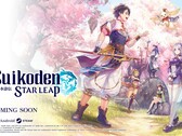 Główna grafika promocyjna gry „Suikoden Star Leap” firmy Konami.