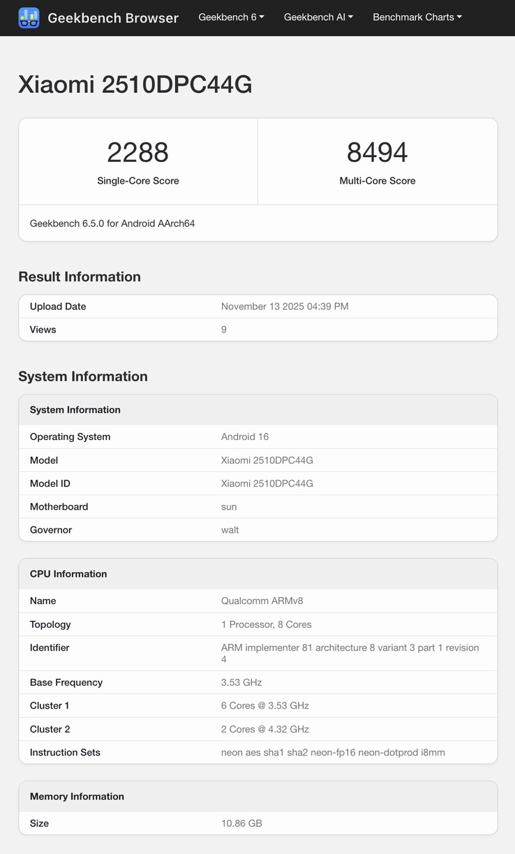 (Źródło obrazu: Geekbench)