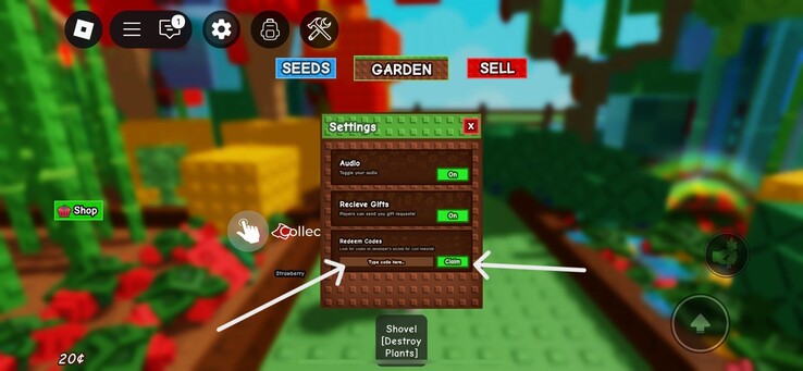 Proszę wpisać kod i kliknąć "Odbierz" (Źródło obrazu: Roblox)