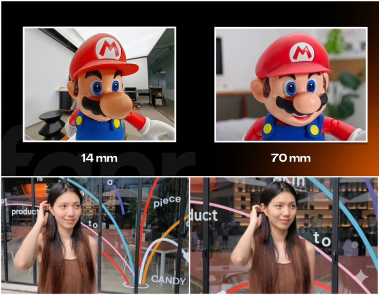 Różnica w zniekształceniach jest ogromna - 1x (po lewej) vs 3x zoom (po prawej).