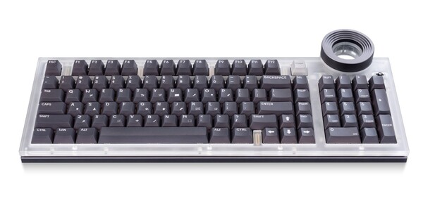 Klawiatura Lenovo Yoga Creative Keyboard AngryMiao Edition ma przezroczystą górną część.