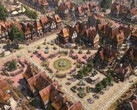 Zdjęcie przedstawiające plac publiczny w grze „Farthest Frontier”.
