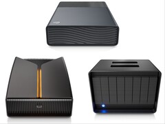 Seagate One Touch (u góry), FireCuda X Vault (po lewej) i LaCie 8big Pro5 (po prawej).