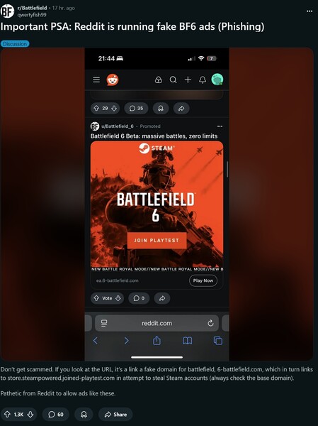 Pokazano oszustwo reklamowe Battlefield 6 Reddit (źródło obrazu: zrzut ekranu, subreddit Battlefield)
