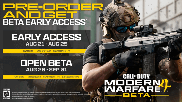 Harmonogramy wczesnego dostępu i otwartej bety gry Call of Duty: Modern Warfare 4.