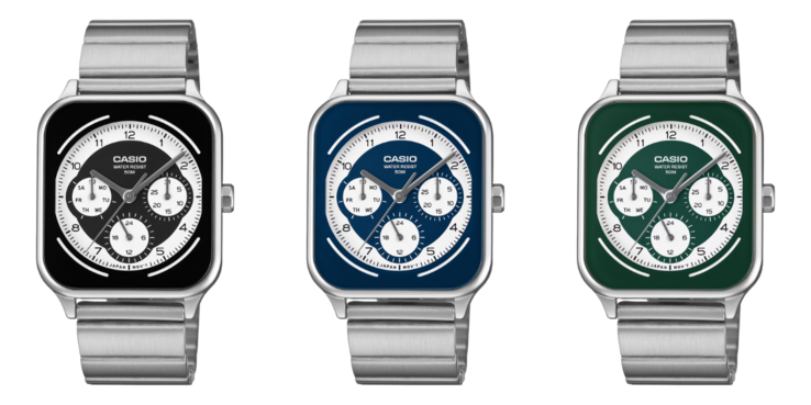 Od lewej do prawej: zegarki Casio MTP-M307D-1BV, MTP-M307D-2BV i MTP-M307D-3BV. (Źródło zdjęcia: Casio, edytowane)