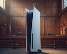 Konsola Sony PlayStation PS5 widziana na sali sądowej