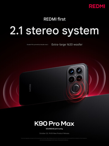 Konfiguracja głośników 2.1 w Redmi K90 Pro Max (źródło obrazu: Xiaomi - przetłumaczone maszynowo)