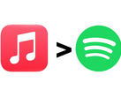 Apple Logo muzyki, symbol większego niż i logo Spotify.