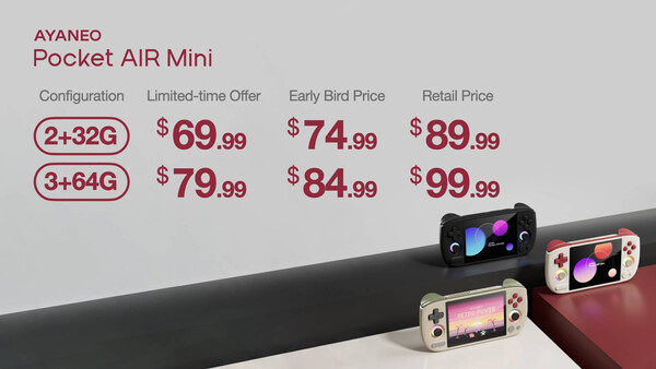 Szczegóły dotyczące ceny Ayaneo Pocket Air Mini. (Źródło zdjęcia: Ayaneo)