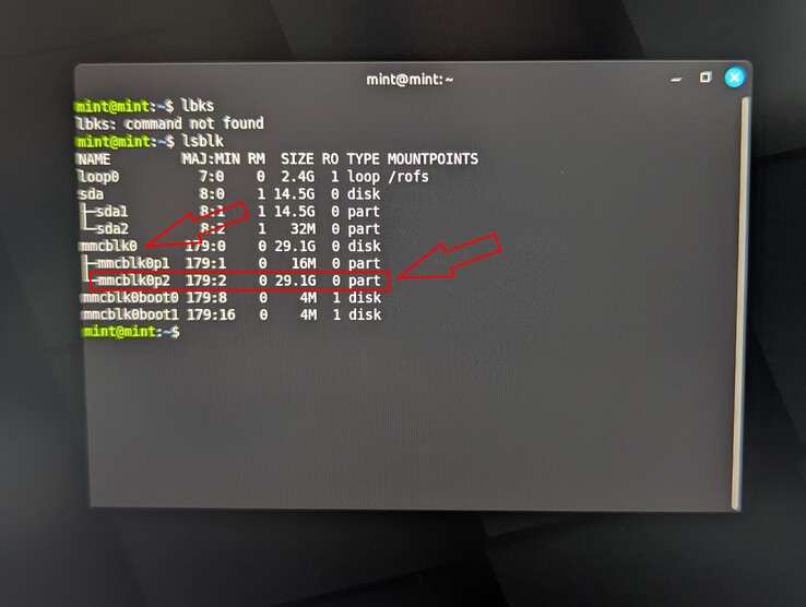 Końcowe sprawdzenie za pomocą lsblk pokazuje rozszerzony rozmiar partycji (29 GB)