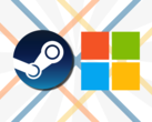 Jeśli przeciek okaże się prawdziwy, tytuły Steam mogą stać się dostępne w Microsoft Store poprzez łączenie backendowe. (Źródło obrazu: Steam, Microsoft - edytowane)