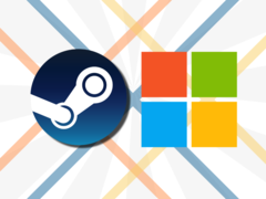 Jeśli przeciek okaże się prawdziwy, tytuły Steam mogą stać się dostępne w Microsoft Store poprzez łączenie backendowe. (Źródło obrazu: Steam, Microsoft - edytowane)