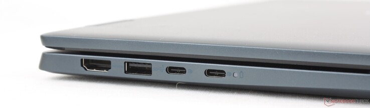 Po lewej: HDMI 1.4, USB-A 3.2 Gen. 1, 2x USB-C 3.2 Gen. 2 z DisplayPort + Power Delivery