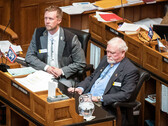 Współsponsorzy ustawy o zakazie EV (zdjęcie: Matt Idler dla Cowboy State Daily)