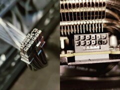 Spalony kabel zasilacza 12VHPWR i złącze zasilania na GPU. (Źródło zdjęcia: Roachard na Reddit. Edytowane)