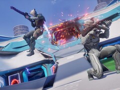 Dwie frakcje ze Splitgate 2 zaangażowane w walkę. (Źródło obrazu: Steam)