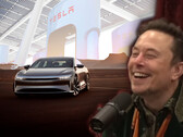 Ellon Musk zabrał głos w mediach społecznościowych, aby wyśmiać Lucid za przyjęcie sprzętu do ładowania NACS Tesli. (Źródło obrazu: PowerfulJRE na YouTube/Tesla/Lucid - edytowane)