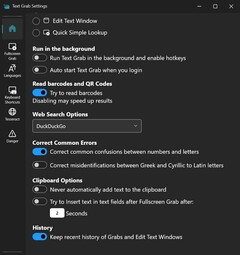 Ustawienia chwytania tekstu 