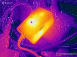 Zasilacz AC może osiągnąć temperaturę ponad 41 C podczas długotrwałej pracy z wymagającymi obciążeniami