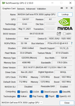 Nvidia GeForce RTX 3050 (35W TGP)