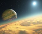 Przedstawienie Kepler-1625b, egzoplanety krążącej wokół gwiazdy Kepler-1625 w konstelacji Cygnusa. (Źródło zdjęcia: AFP - RON MILLER / LEEMAGE)