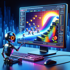 Google Genie AI może stworzyć grywalną, mini scenę gry z jednego obrazu wejściowego. (Źródło: Obraz wygenerowany przez sztuczną inteligencję Dall-E 3)