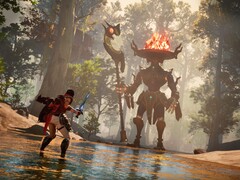 Obraz przedstawiający giganta i Brynn w Eternal Strands.