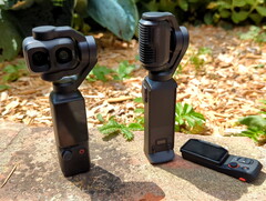 DJI Osmo Pocket 4P obok Insta360 Luna Ultra