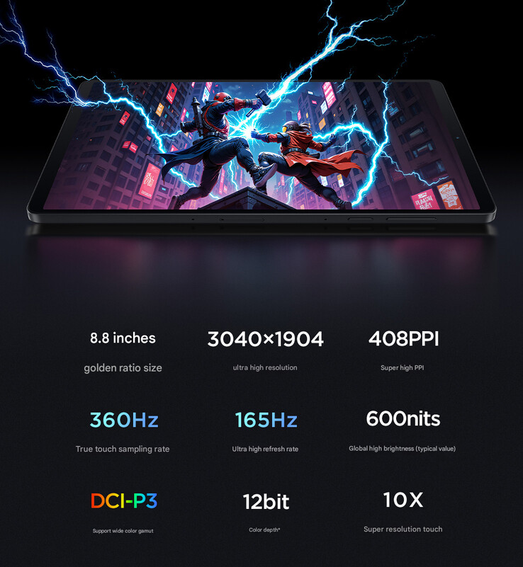 Specyfikacja wyświetlacza Lenovo Legion Tab Gen 4 (Źródło obrazu: Lenovo - tłumaczenie maszynowe)