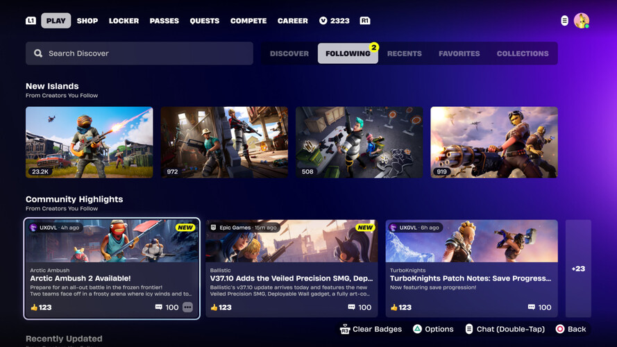 Zrzut ekranu przedstawiający proponowaną sekcję społeczności twórców w Fortnite. (Źródło obrazu: Epic Games)