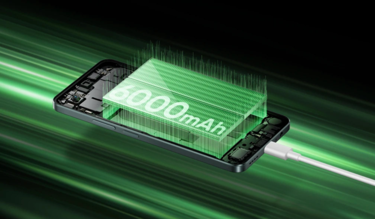 Realme P4 Lite 4G może pochwalić się baterią o pojemności 6000 mAh (źródło obrazu: Realme)